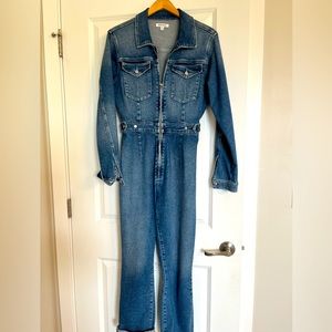 Good American denim long sleeve jumpsuit